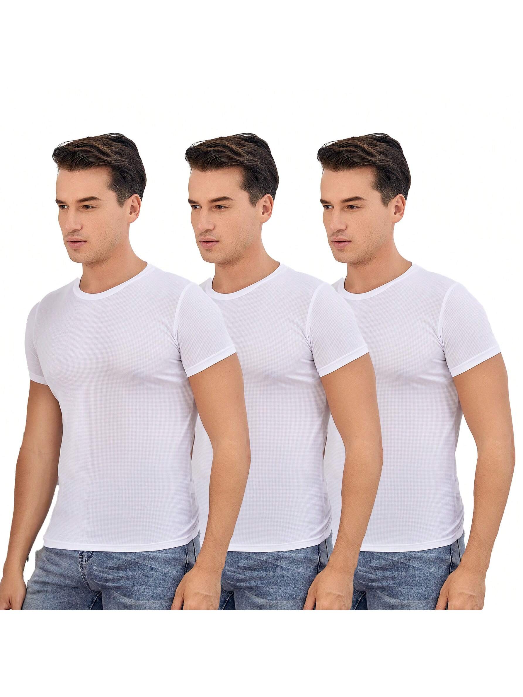 цена 2 шт. комплект свободных футболок с короткими рукавами для тренировок и бега для мужчин, белый