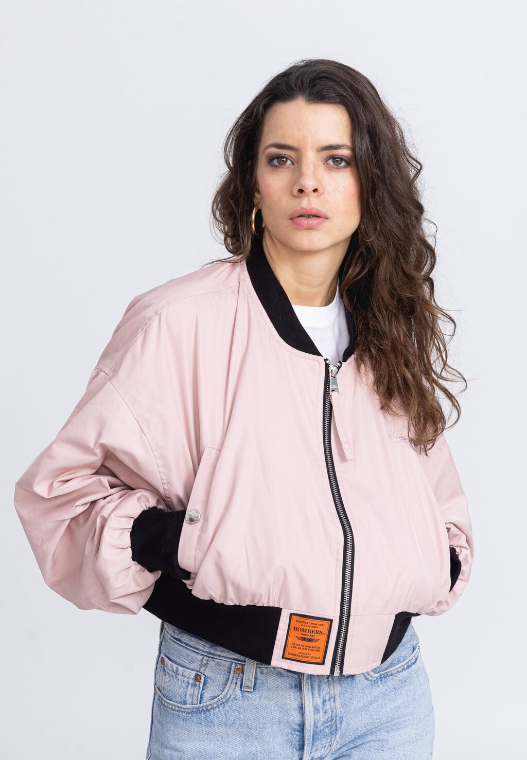 

Куртка бомбер Bombers, розовый, Серый