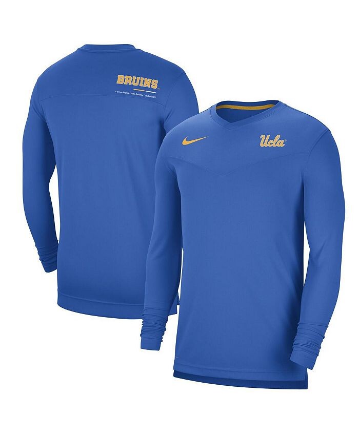 

Мужская синяя футболка с длинным рукавом и v-образным вырезом UCLA Bruins Coach Performance Nike, синий