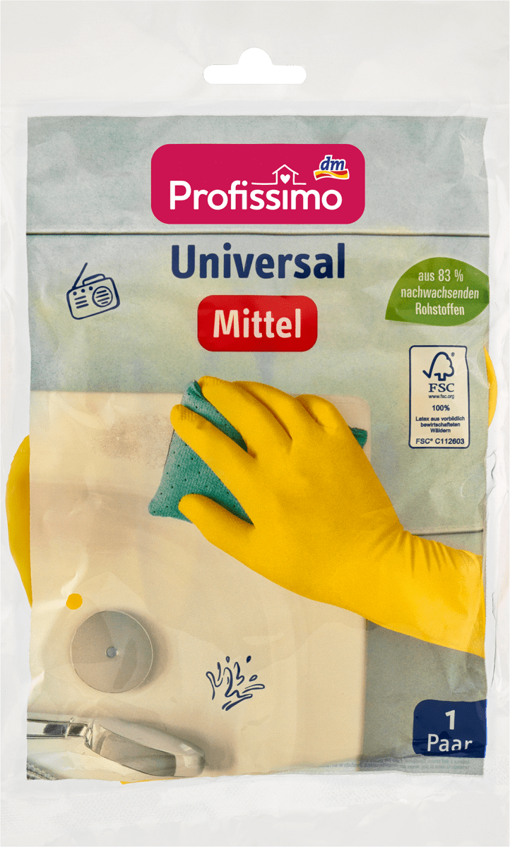 Перчатки хозяйственные универсальные средние (1 пара) 1 шт. Profissimo перчатки unitraum универсальные белые 8m 1 пара