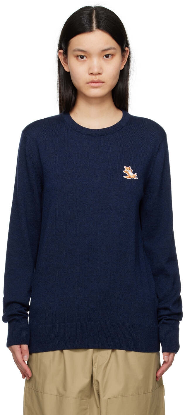 

Темно-синий свитер из лисицы Chillax Maison Kitsune