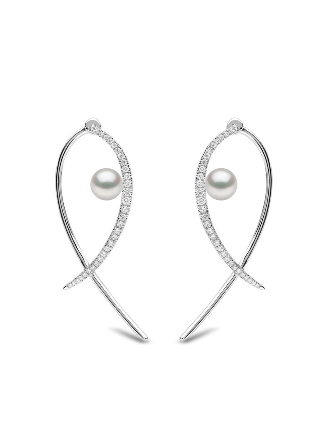 

Серьги Sleek Akoya из белого золота с жемчугом и бриллиантами Yoko London, серебряный
