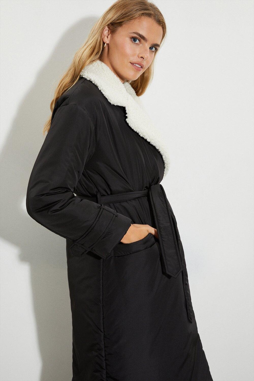 

Удлиненное пуховое пальто Borg Dorothy Perkins, черный