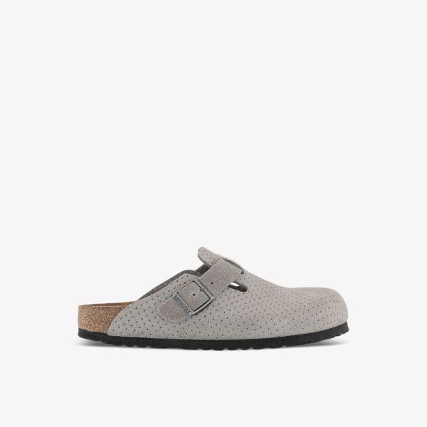 

Бостонские замшевые сабо с тиснением в горошек Birkenstock, серый