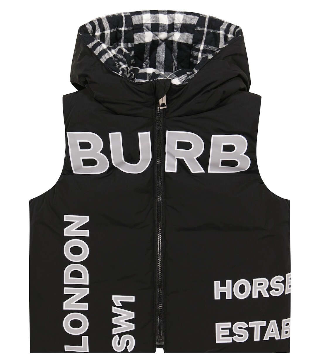 

Пуховик с капюшоном и принтом Burberry, черный