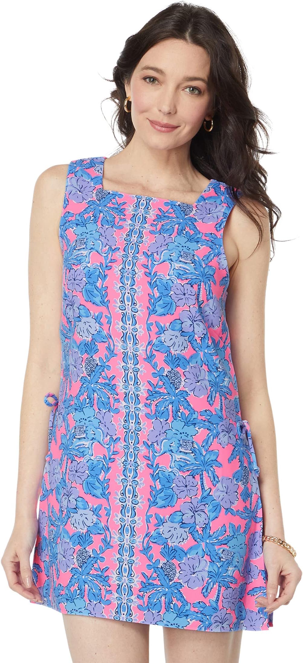 

Комбинезон Lilly Pulitzer Donna Square Neck Romper, цвет Soleil Pink Palm Paradise