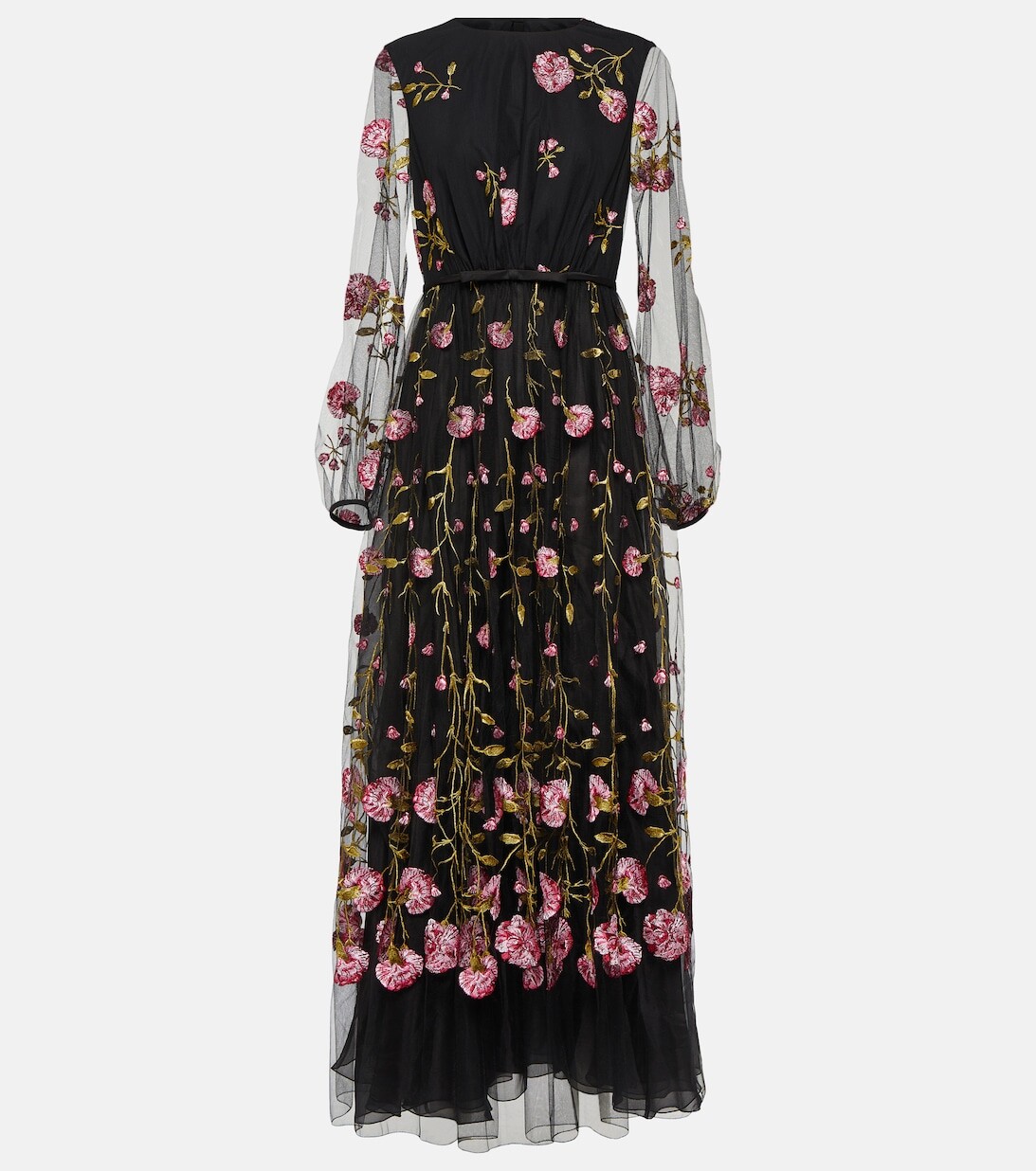

Платье из тюля с вышивкой GIAMBATTISTA VALLI, черный
