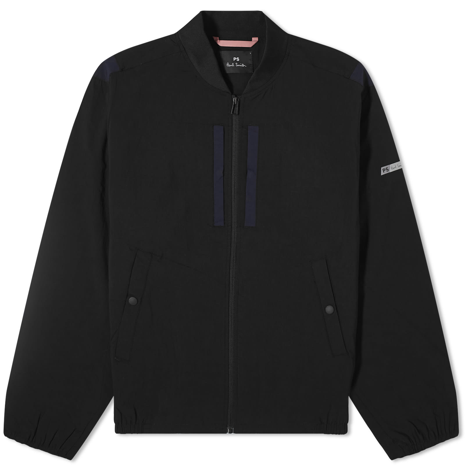 Куртка Paul Smith Bomber, черный темно синяя кожаная куртка бомбер со вставками boss