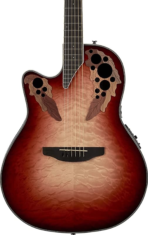 Акустическая гитара Ovation CE44LX-1R Celebrity Elite Exotic Lefty A/E Guitar, Ruby Red Burst