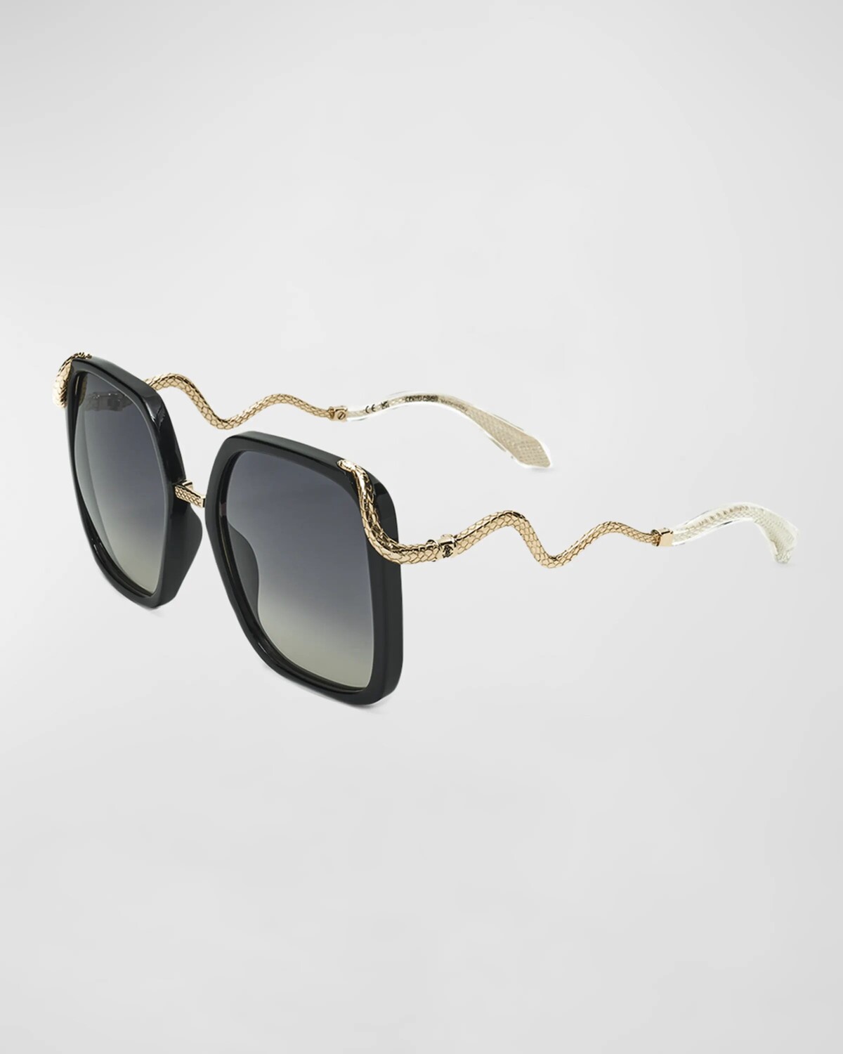 

Квадратные солнцезащитные очки Iconic Snake из ацетата и металла Roberto Cavalli, цвет Shiny Black