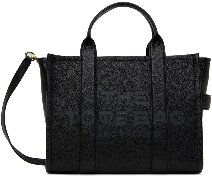 цена Черная кожаная сумка-тоут среднего размера Marc Jacobs