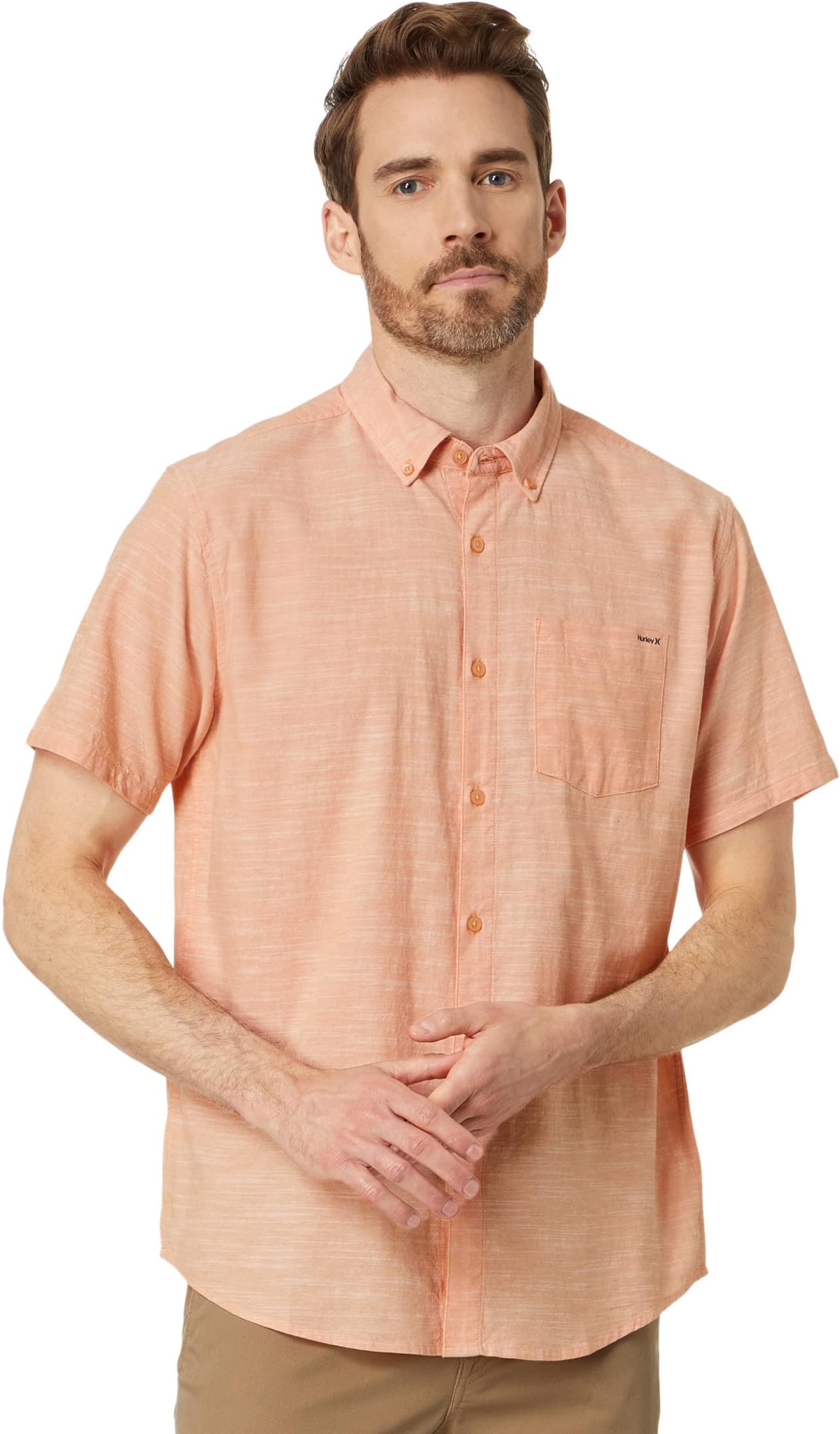 Рубашка One & Only Stretch Short Sleeve Woven Hurley, цвет Nectarine