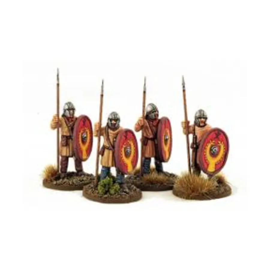 

Позднеримская небронированная пехота в шлемах — стоя, Gripping Beast Miniatures - Late Romans, Huns & Sussanid Persians (28mm)