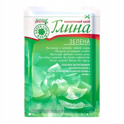 

Зеленая глина для уменьшения пигментации при себорее, 60 г Goldn Pharm, inna