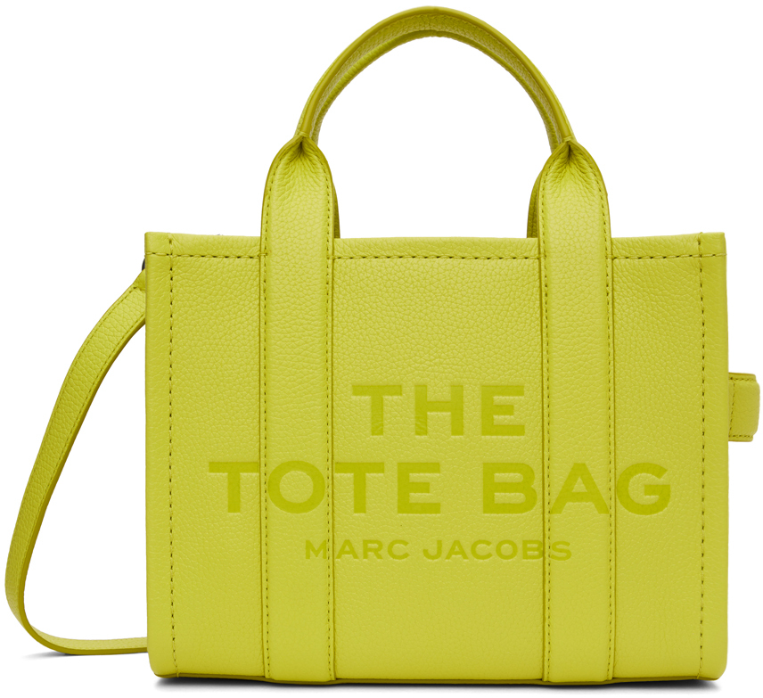 Желтая сумка-тоут 'The Leather Small Tote Bag' Marc Jacobs, цвет Limoncello aetoo head layer leather small bag trend cowhide slant bag simple male leather hand bag