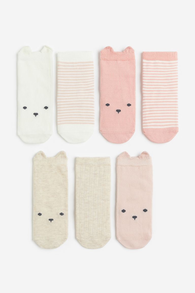 7 упаковок носков H&M, розовый