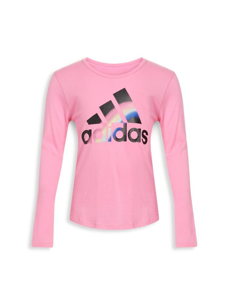 

Трикотажная футболка с графическим логотипом для маленьких девочек Adidas, розовый