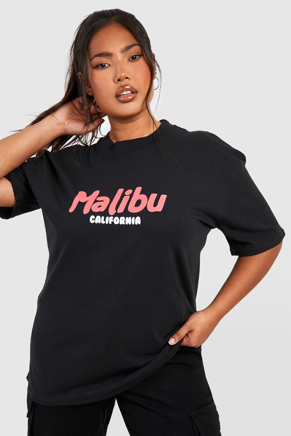 

Футболка плюс малибу с принтом Boohoo, черный