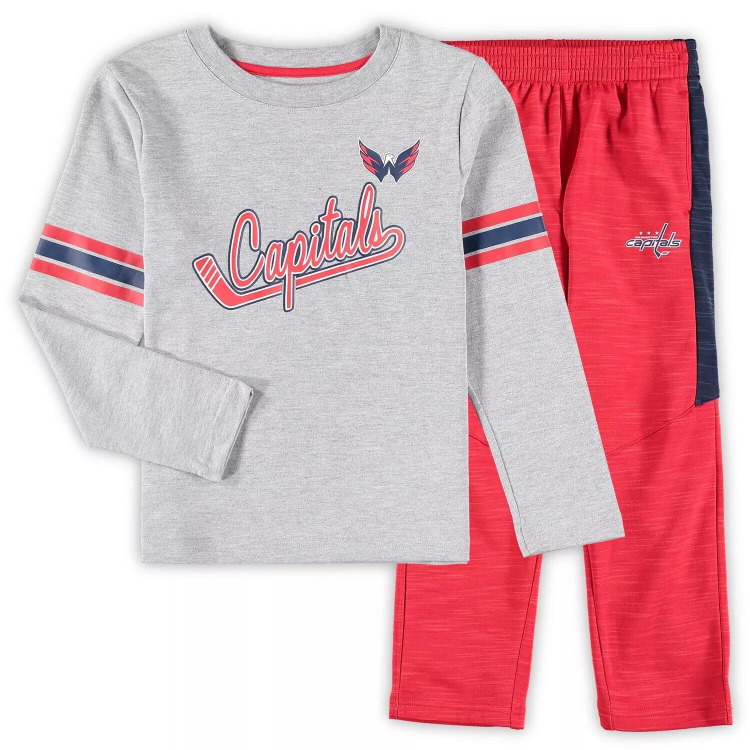 

Серый комплект из футболки и брюк с длинными рукавами D-Man Washington Capitals для дошкольников Outerstuff