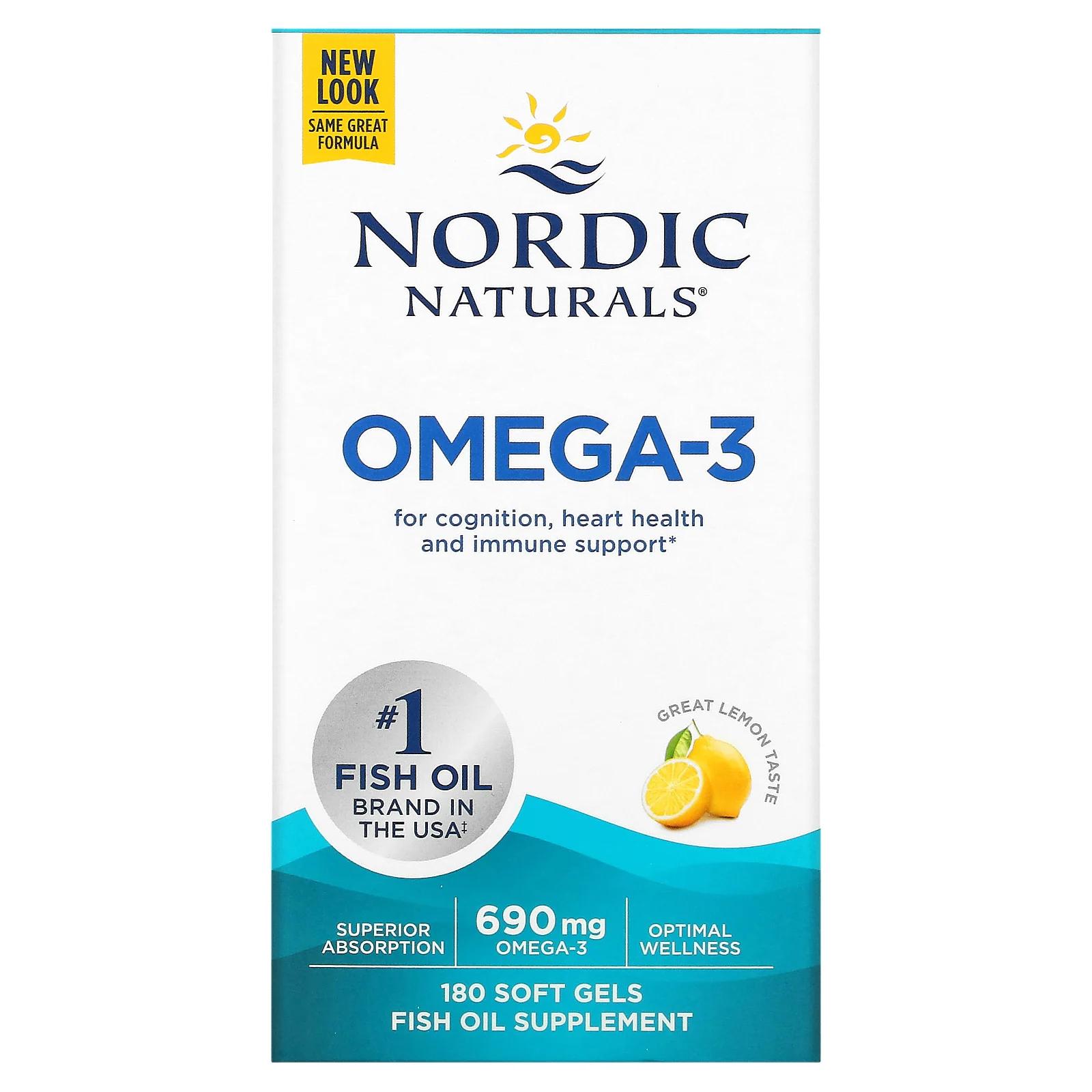 Nordic Naturals Омега-3 со вкусом лимона 690 мг 180 желатиновых капсул nordic naturals омега 3 со вкусом лимона 345 мг 120 капсул
