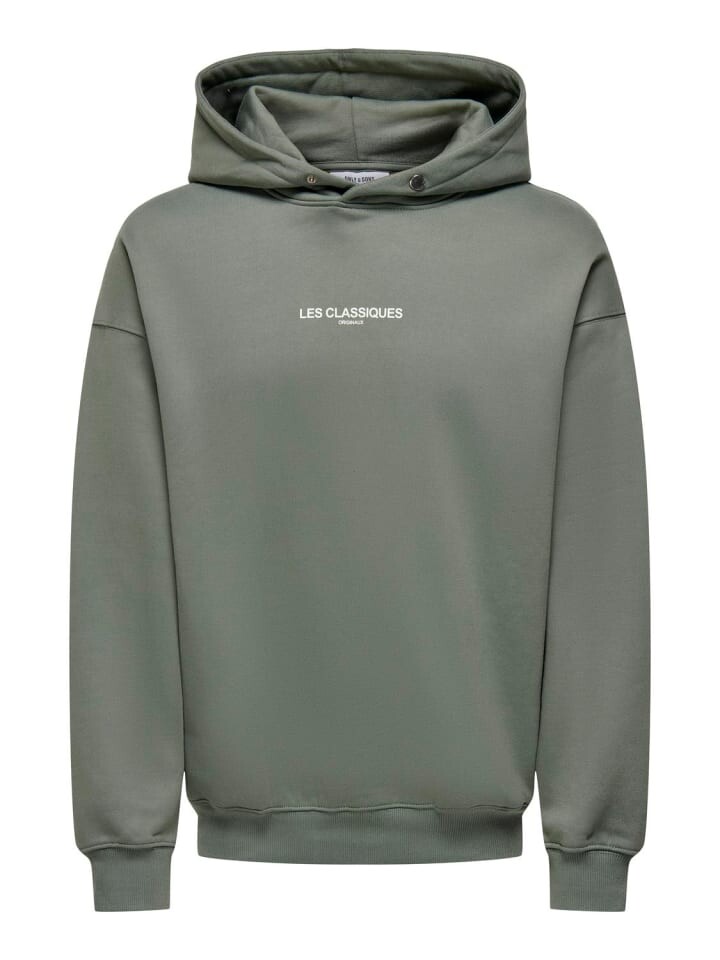 

Худи Only&Sons langarm locker geschnitten Kapuzenpullover, зеленый