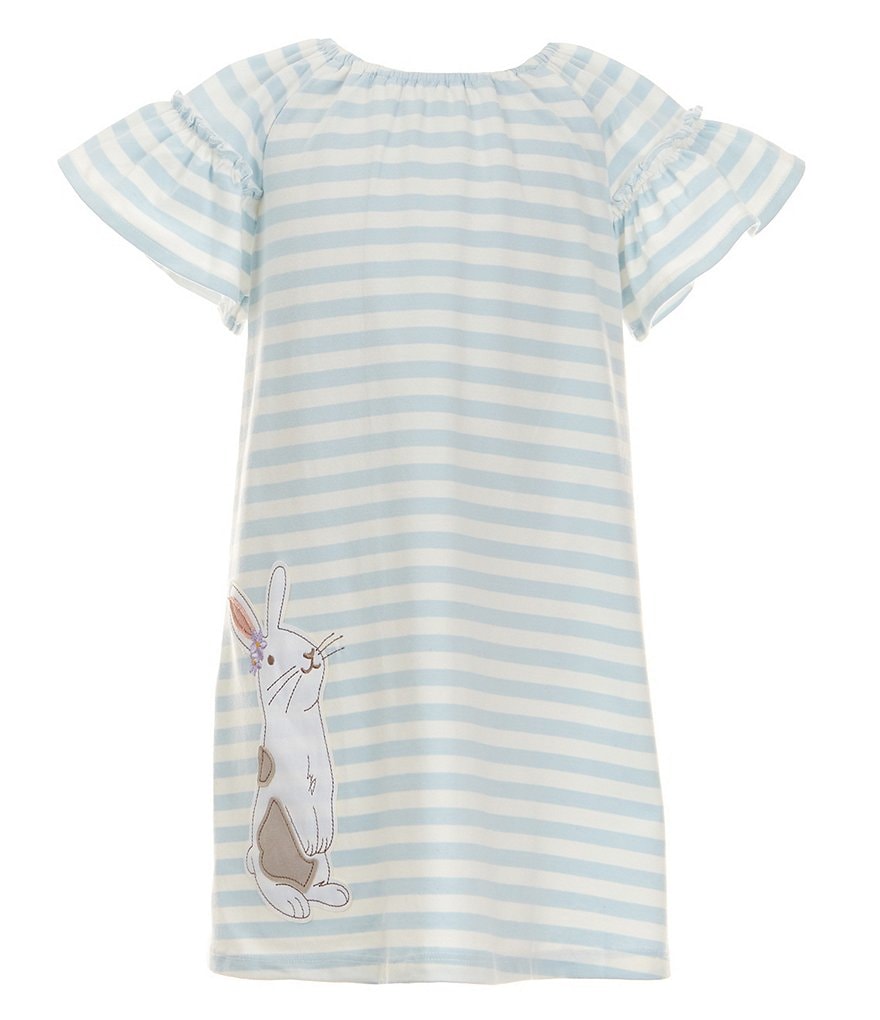 Одежда Adventurewear 360 Платье для маленьких девочек 2T-6X с короткими рукавами и аппликацией кролика с круглым вырезом, синий