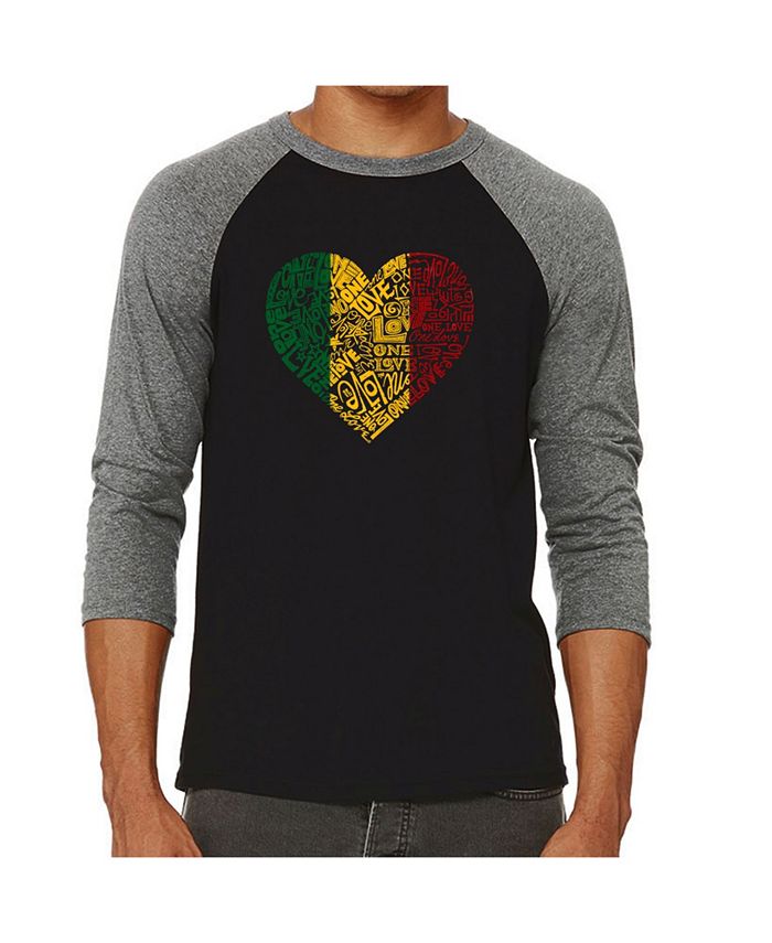 Мужская футболка реглан Word Art One Love Heart LA Pop Art, серый часы сердце из слов бабушке