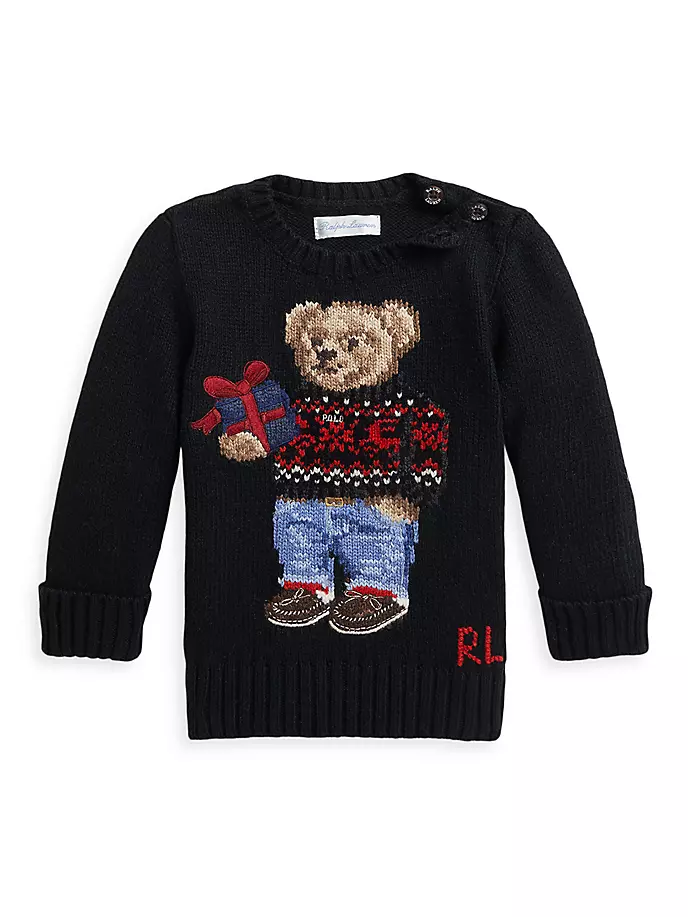 

Праздничный свитер-поло с медведем для мальчика Polo Ralph Lauren, черный