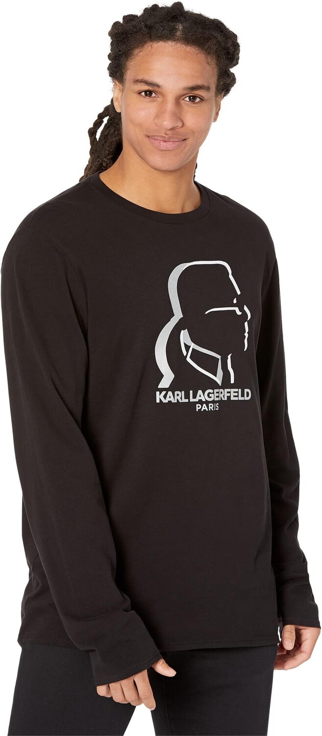 

Футболка с круглым вырезом и длинными рукавами 2-D Karl Profile Karl Lagerfeld Paris, черный