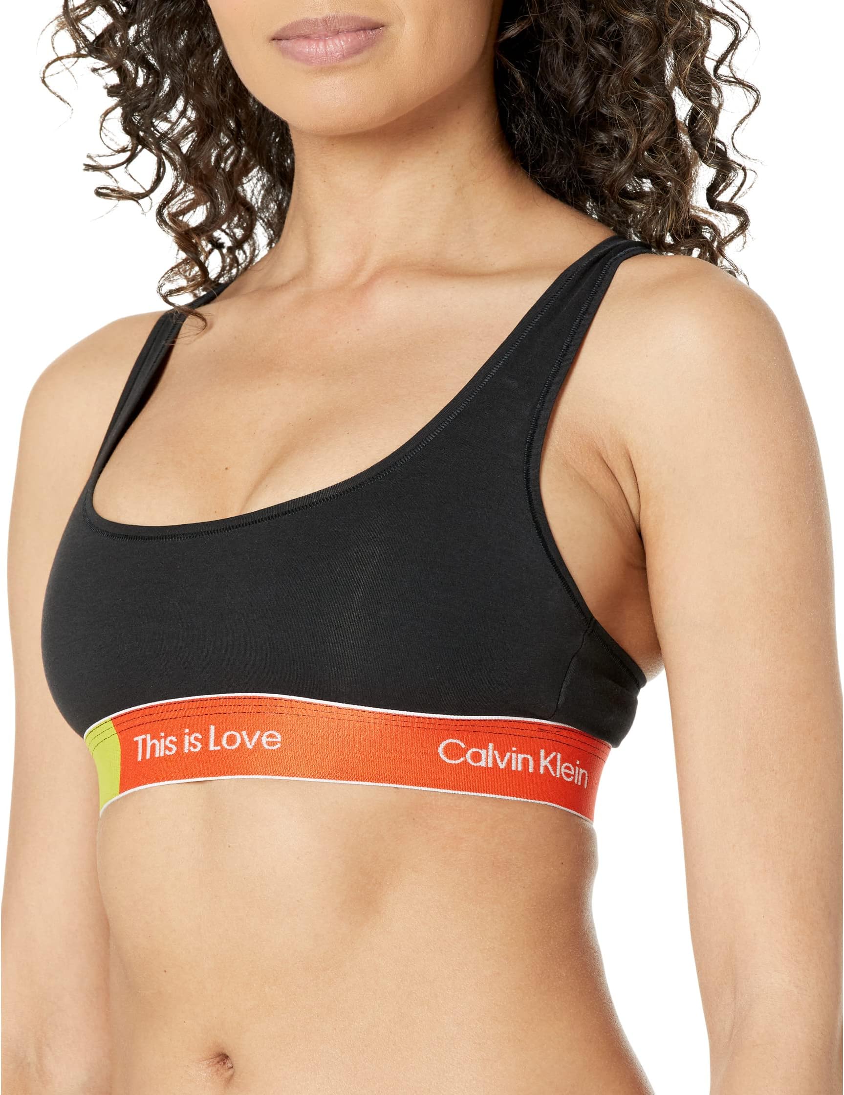 

Хлопковый бюстгальтер без подкладки с цветными блоками This Is Love Calvin Klein Underwear, черный