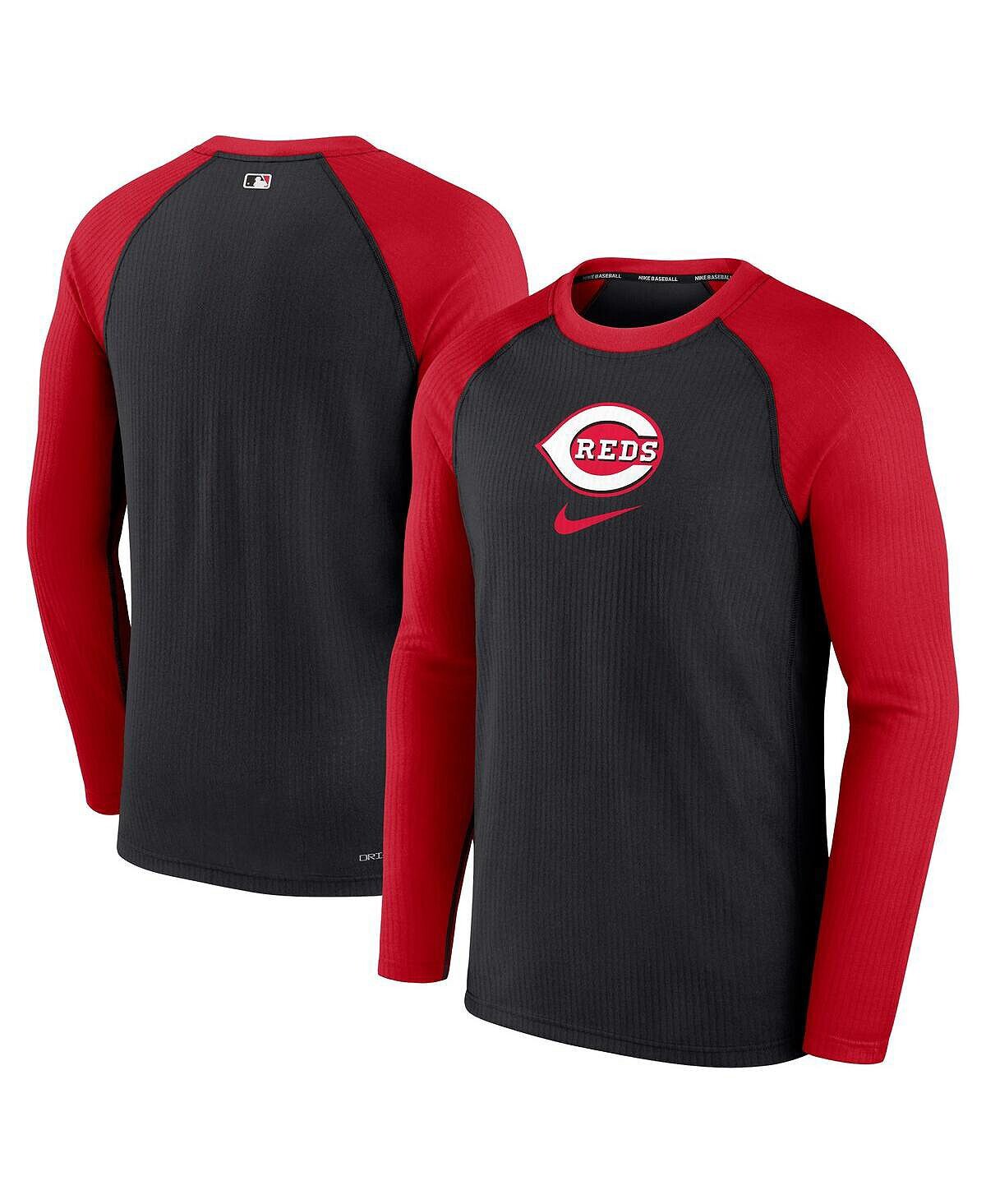 

Мужская черная футболка Cincinnati Reds Authentic Collection Game Raglan Performance с длинным рукавом Nike, Черный