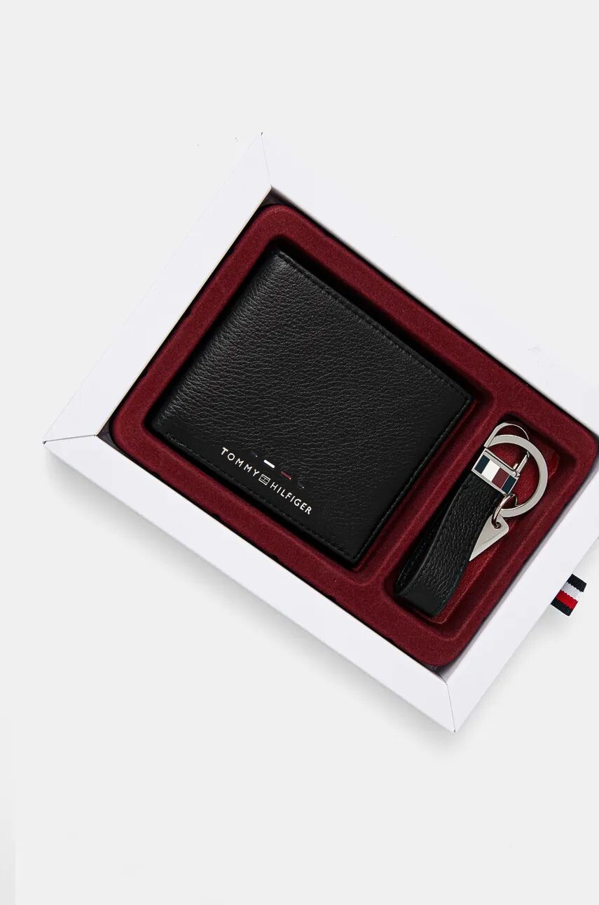 

Кожаный кошелек и брелок для ключей Tommy Hilfiger, черный