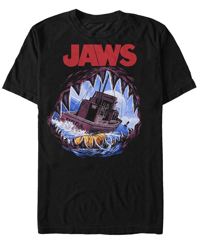 Мужская футболка с короткими рукавами и открытым ртом Jaws Shark Fifth Sun, черный цена и фото