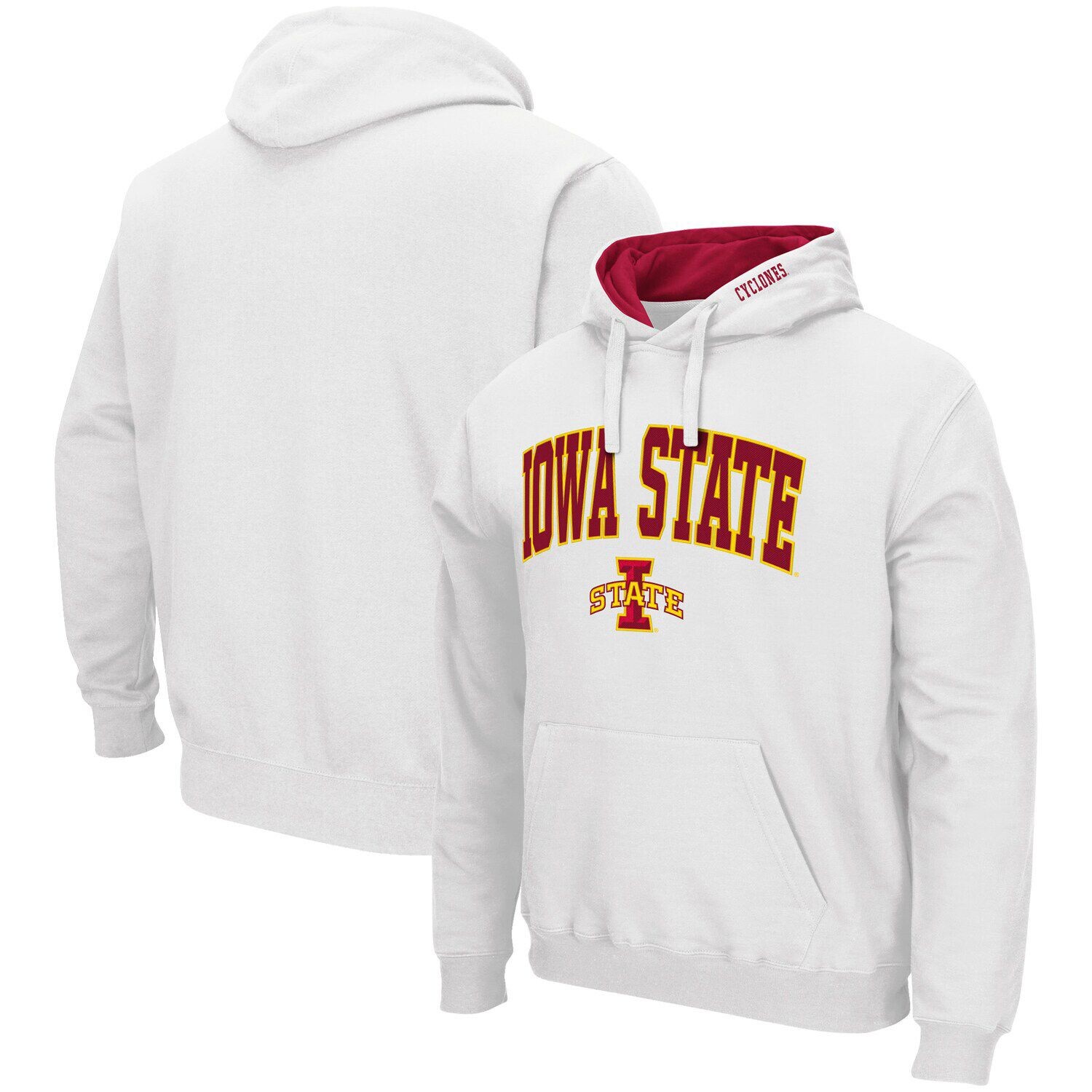 

Мужской белый пуловер с капюшоном Iowa State Cyclones Arch & Logo 3.0 Colosseum