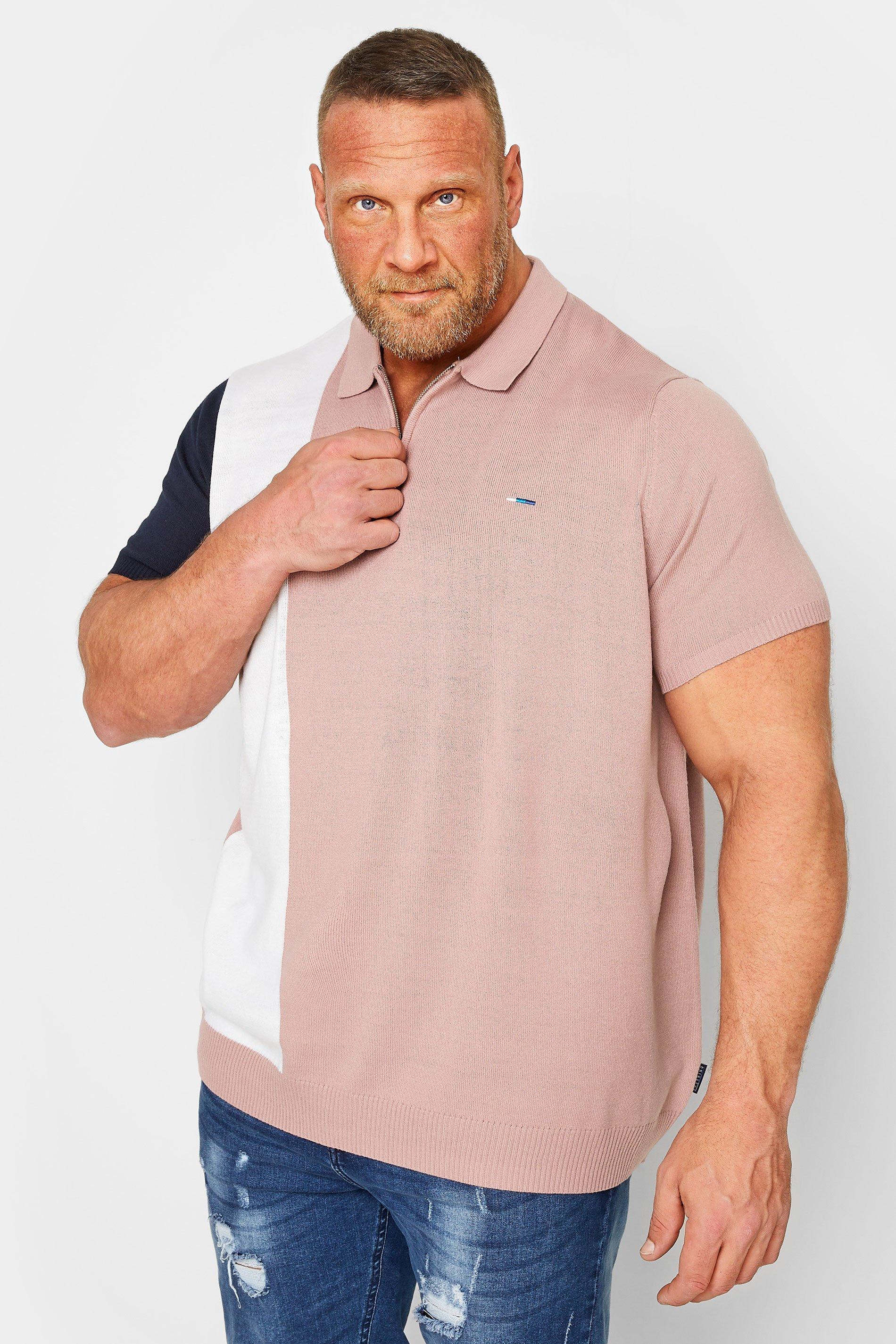 Трикотажная рубашка-поло в полоску BadRhino, розовый
