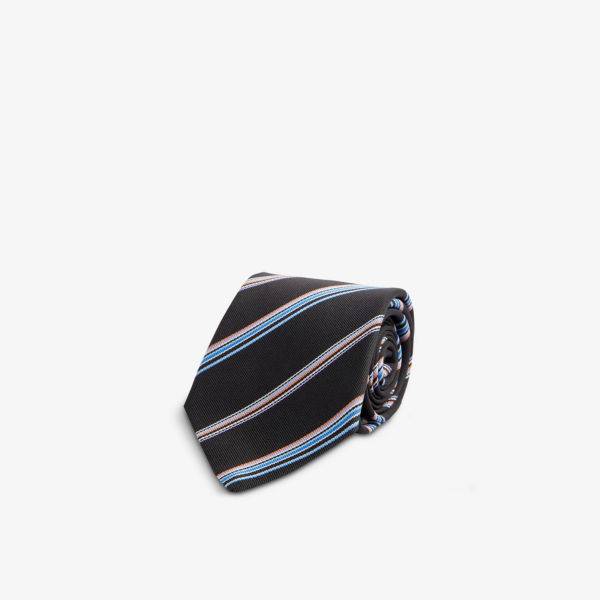 Полосатый шелковый галстук с широким лезвием Paul Smith, черный