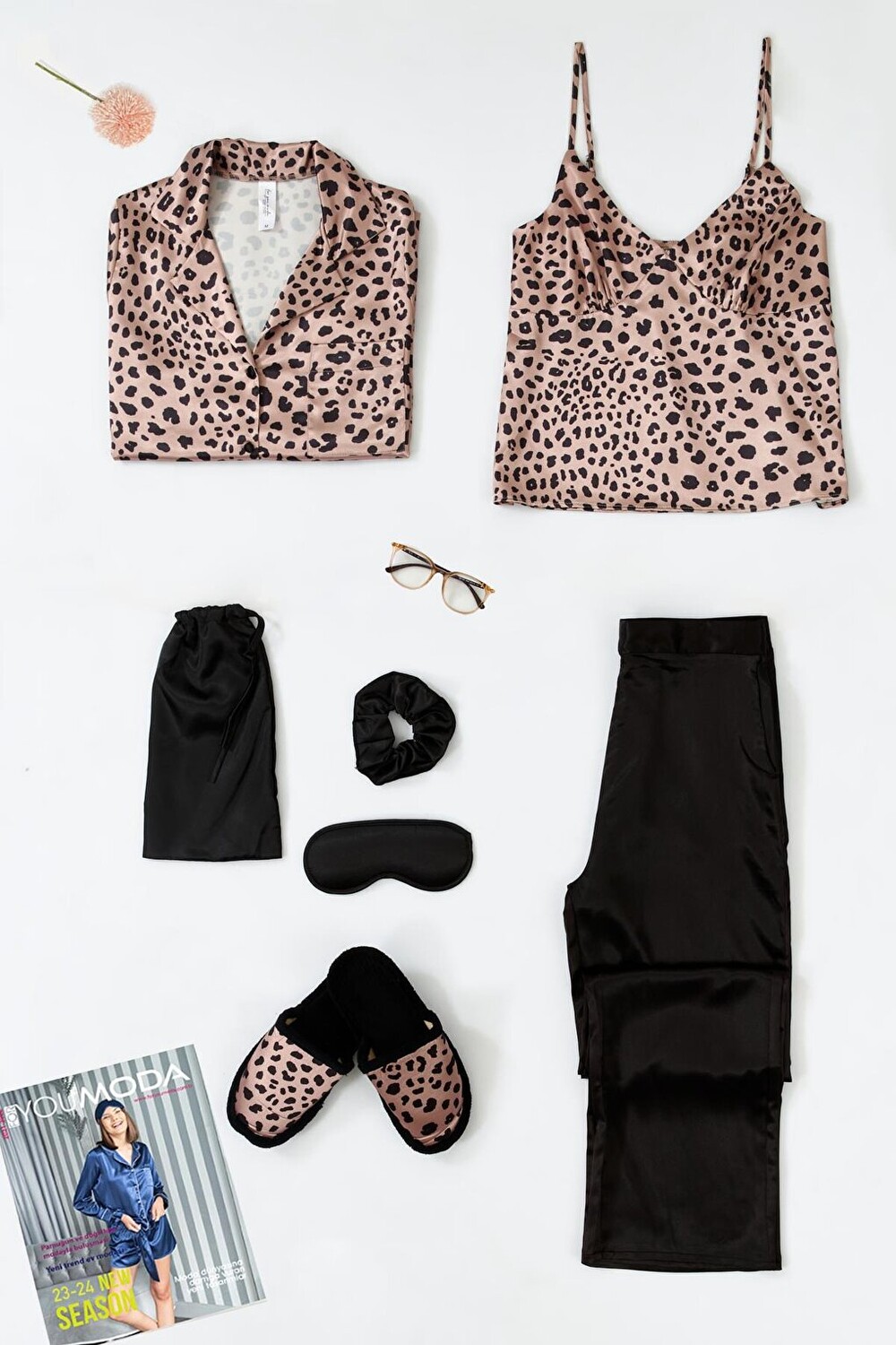 

Набор из 7 пижамных камней с леопардовым принтом внутри и снаружи FOR YOU MODA