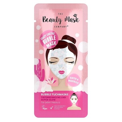 

The Beauty Mask Company Очищающая тканевая маска Crazy Cactus Bubble Mask с экстрактами кактуса и кувшинки и гиалуроновой кислотой для всех типов кожи