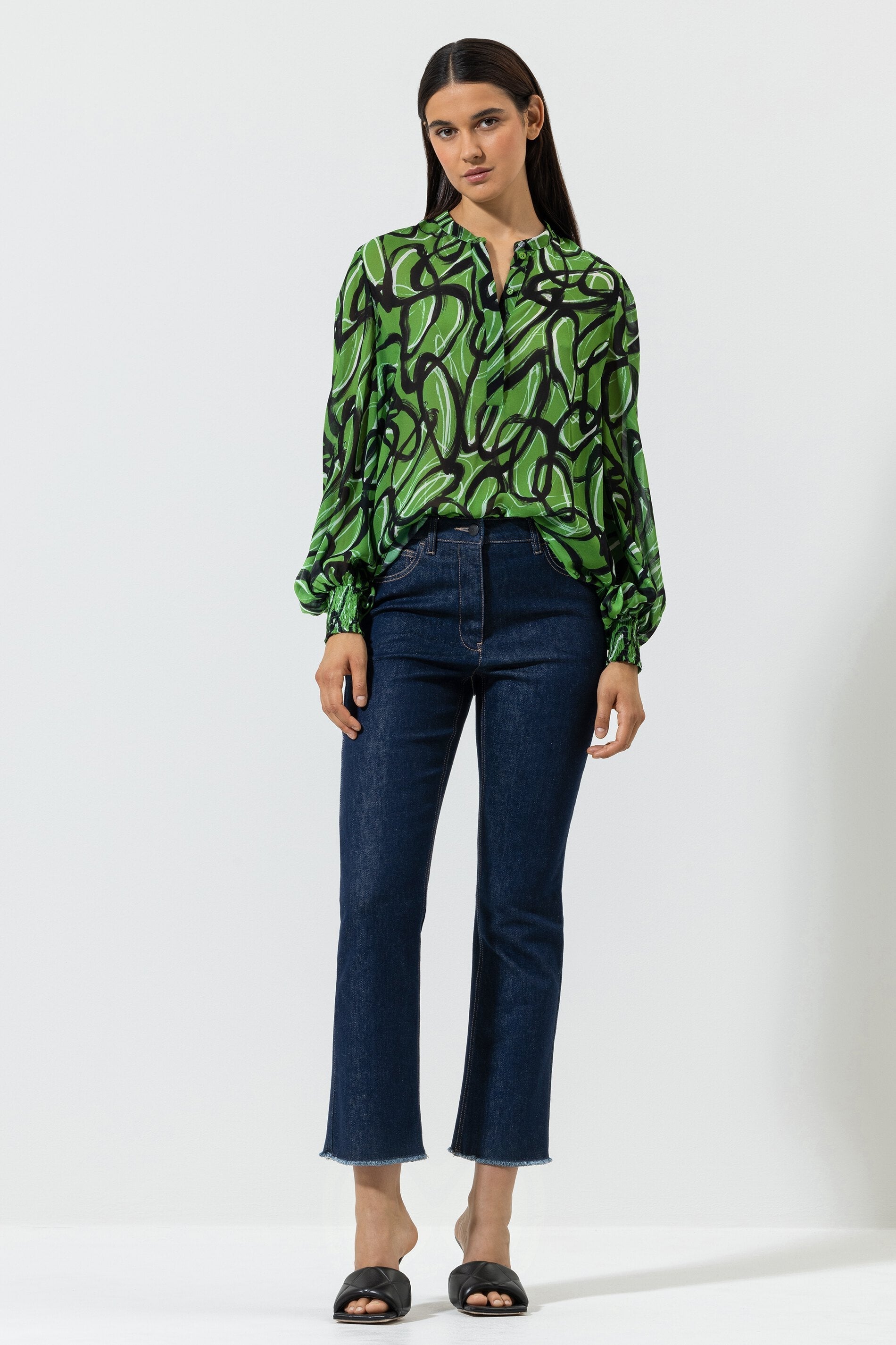 Блузка с длинными рукавами и графическим принтом LUISA CERANO, цвет the curly graphic print-green