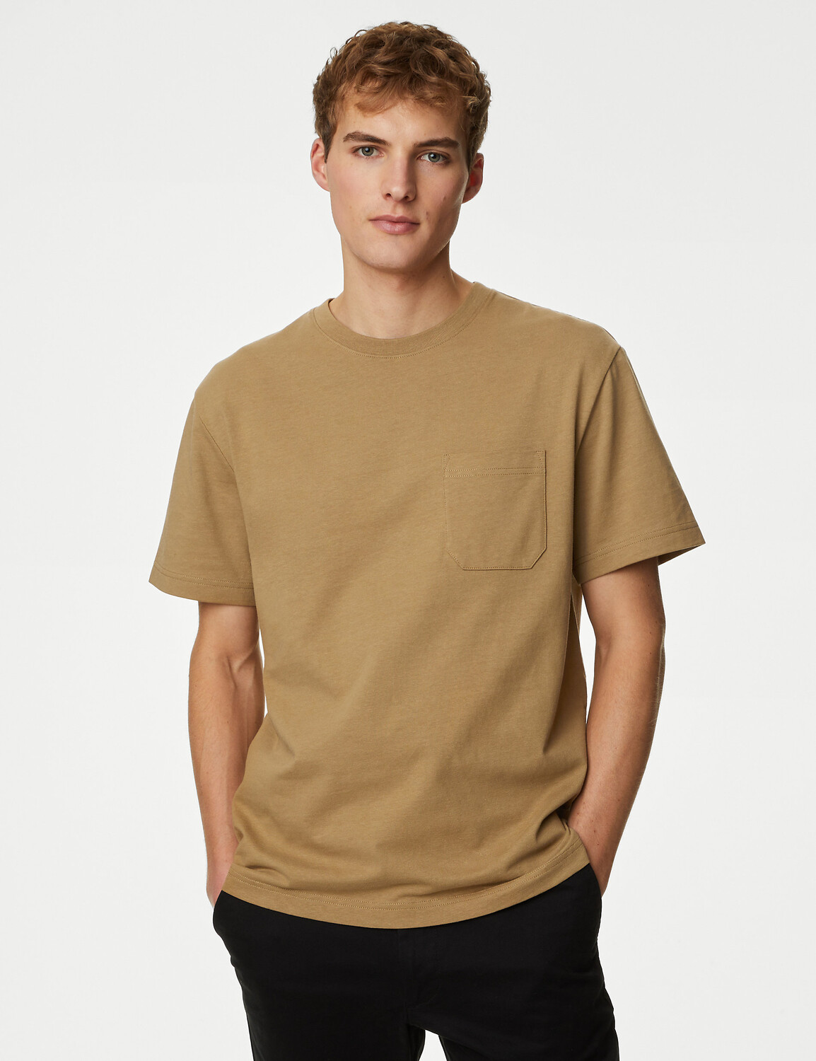 

Футболка из плотного хлопка из чистого хлопка Marks & Spencer, бронза