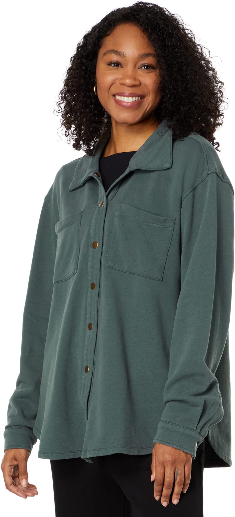 Рубашка на пуговицах с длинными рукавами из френч-терри Mod-o-doc, цвет Remote Gray толстовка burnout fleece long sleeve open v neck tunic mod o doc цвет remote gray