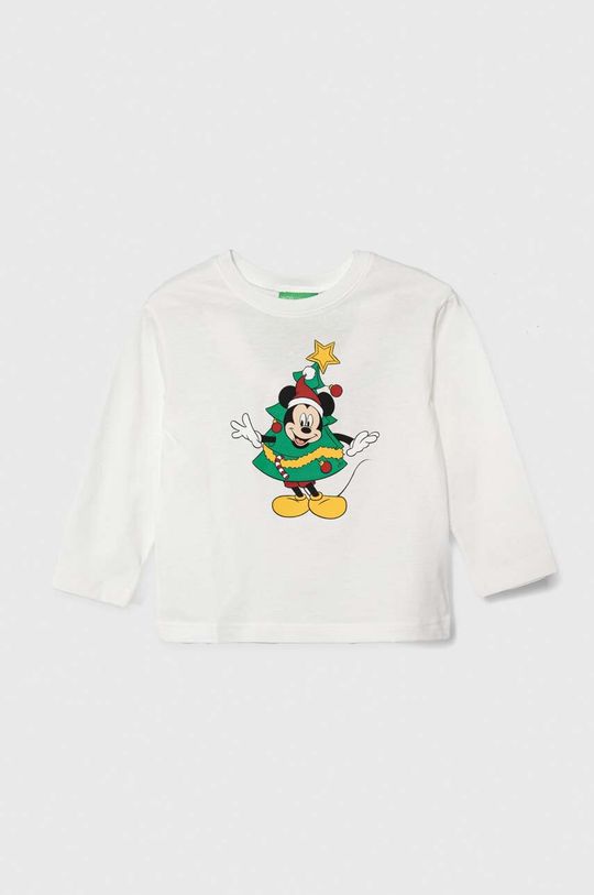 цена Хлопковая рубашка Disney с длинными рукавами для детей/топор United Colors of Benetton, белый