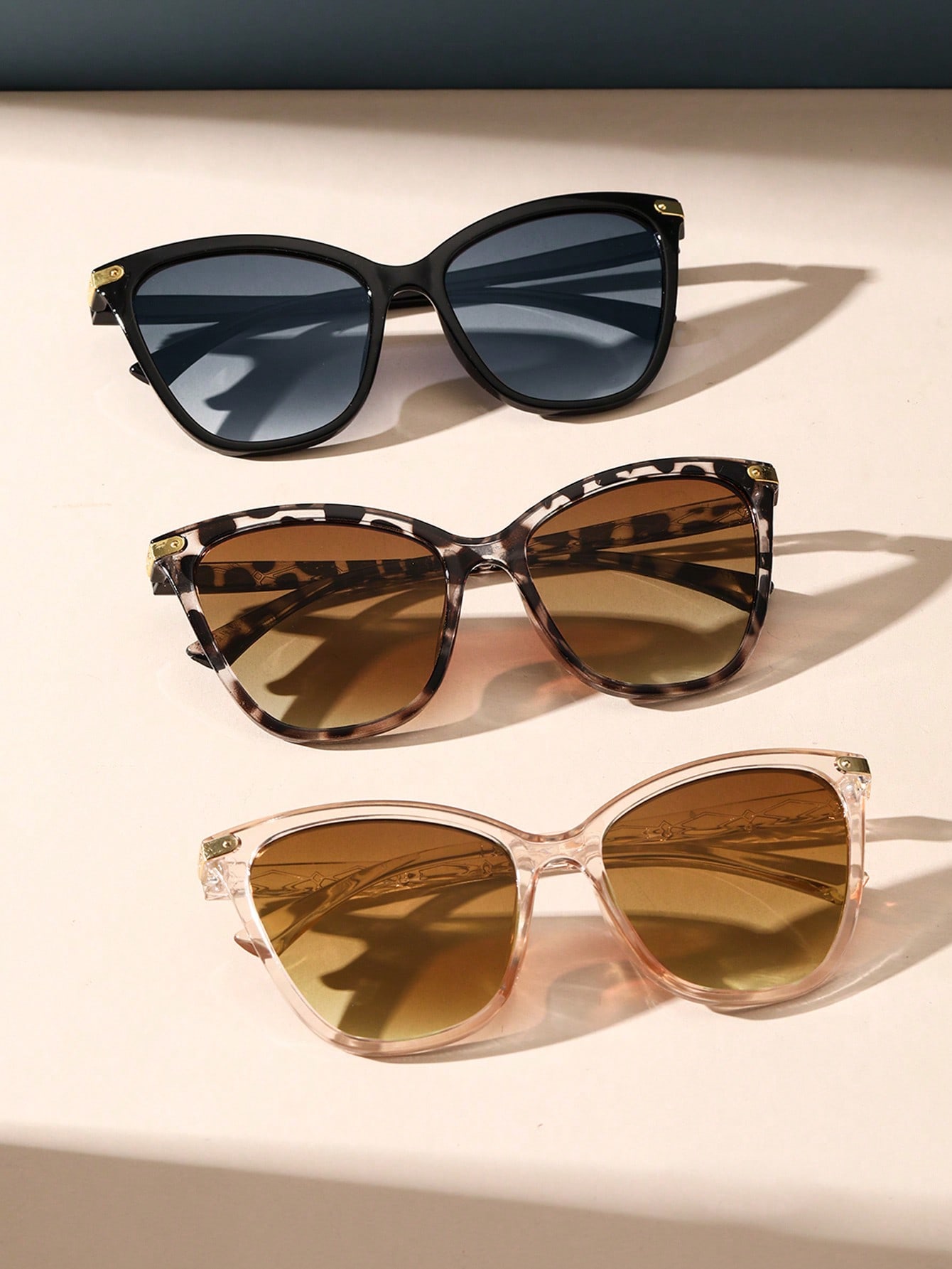 цена 3 шт. женские кошачий глаз Y2K черные леопардовые модные солнцезащитные очки желтовато-коричневого цвета для крутых аксессуаров для вечеринок на открытом воздухе