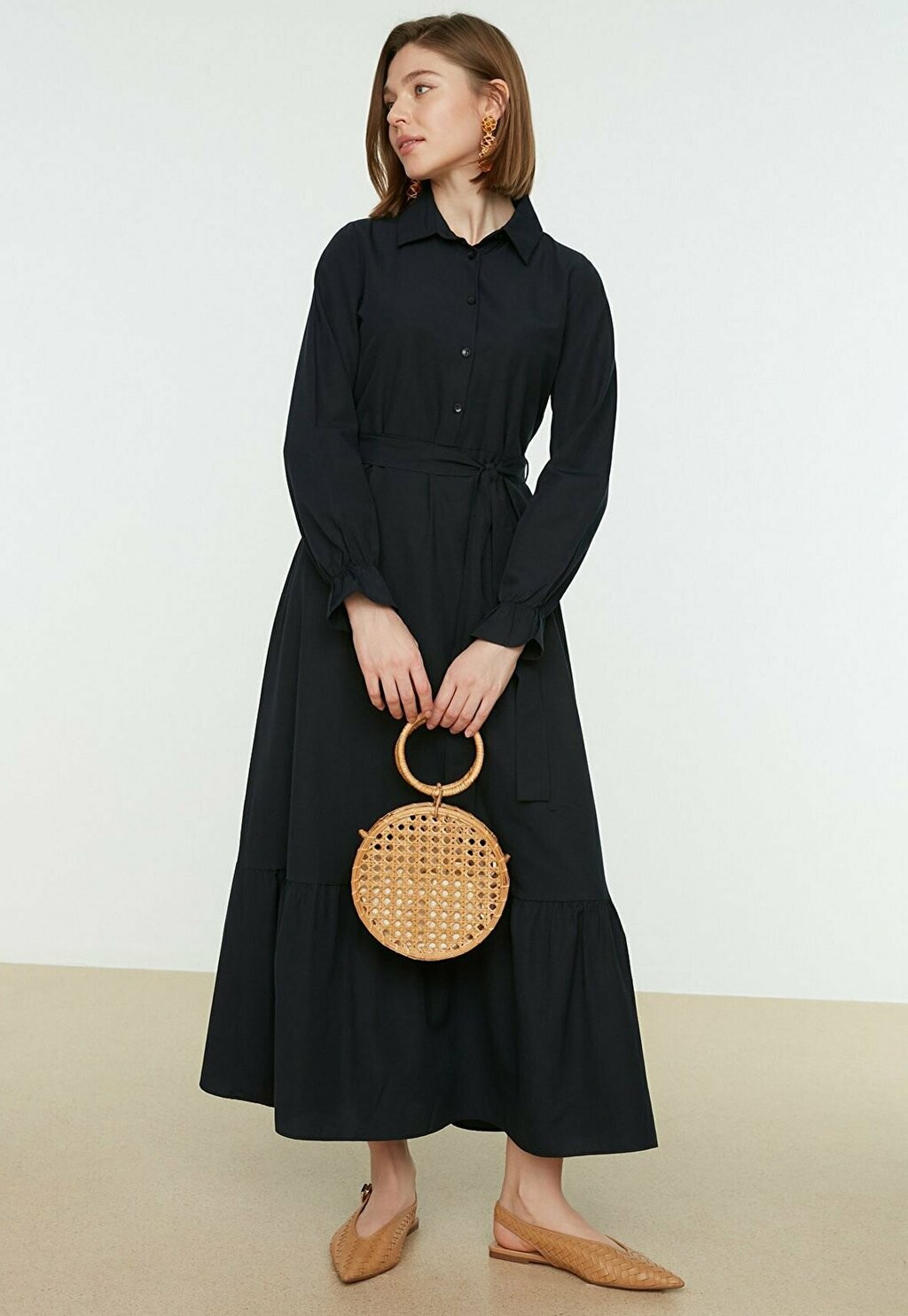 

Платье-рубашка Trendyol Modest, темно-синий