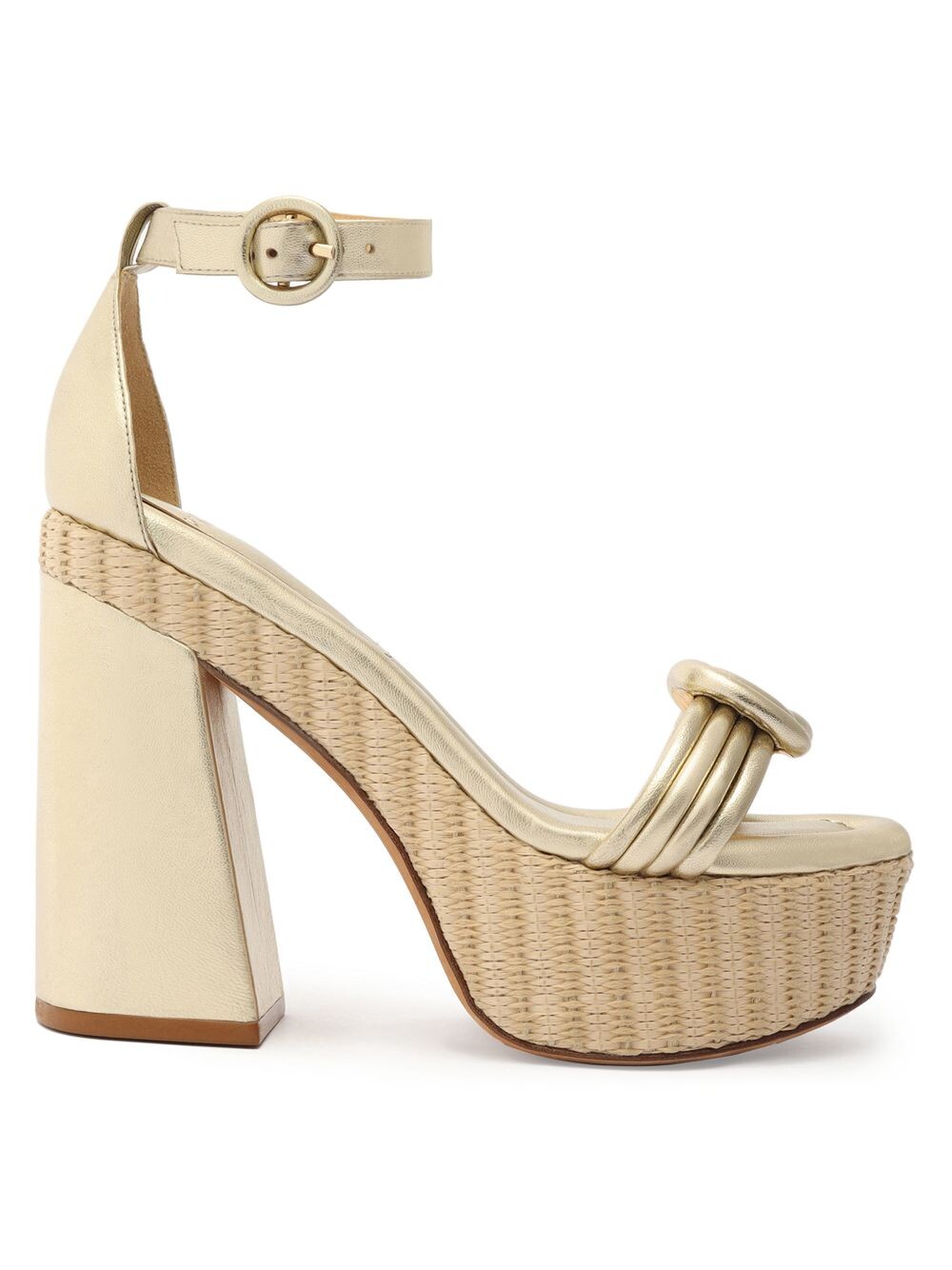

Сандалии Vicky из кожи и рафии на платформе Alexandre Birman, золотой