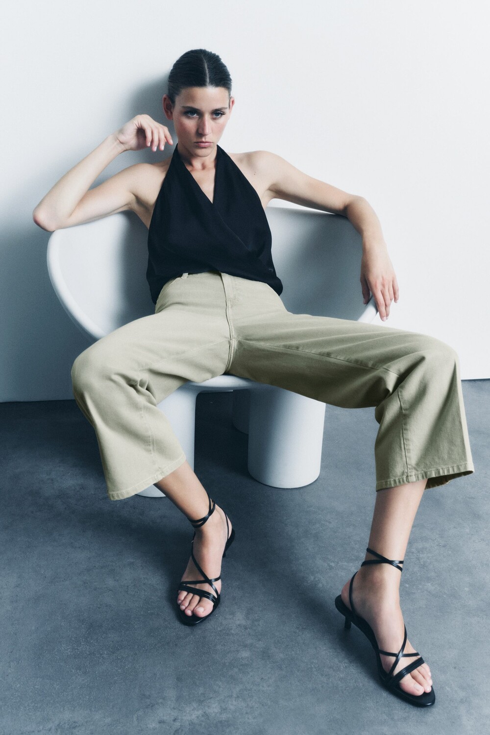 

Джинсы z1975 прямые, маленькие, с высокой посадкой, комфортные Zara, хаки