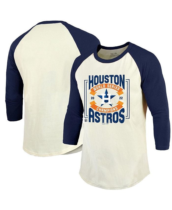 

Мужская футболка Threads Cream, темно-синяя с рукавами 3/4 Houston Astros World Series Champions Divide And Conquer Tri-Blend реглан Majestic, слоновая кость/кремовый