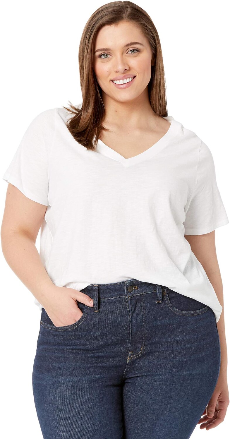 

Хлопковая футболка Plus Whisper с V-образным вырезом Madewell, цвет Optic White