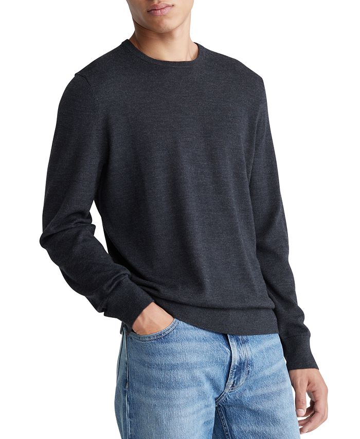 цена Мужской свитер из очень тонкой шерсти мериноса Calvin Klein, цвет Gunmetal Heather