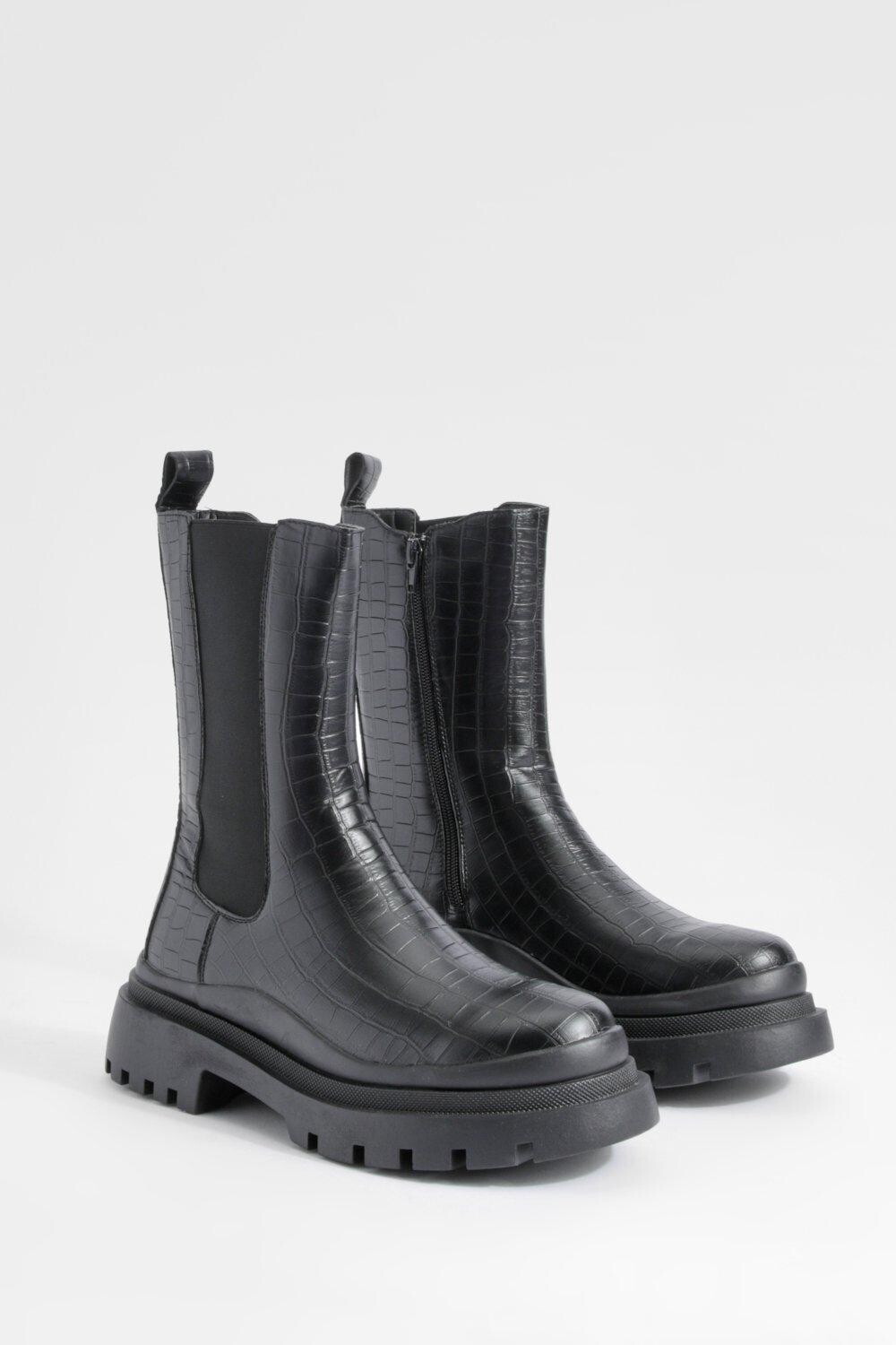 

Массивные ботинки челси Croc boohoo, черный
